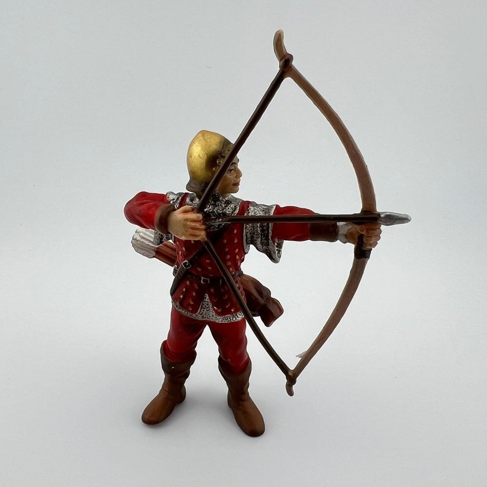 2003 Schleich Medieval Archer Bow & Arrow Red Armor Figure 4.5" Germany